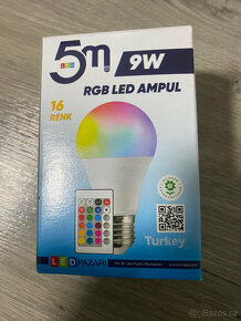 Barevná RGB LED žárovka 9W E27 s dálkovým ovládáním - 5