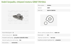 Vodní čerpadlo, chlazení motoru GRAF PA1044 - 5