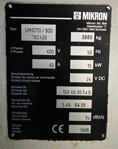 CNC frézka Mikron UMS 710/900 - 5