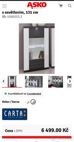 Předsíňová stěna a vitrina vysoký lesk  ASKO, IKEA skříňka - 5