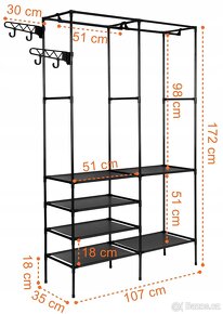 Šatní skříň s 6 policemi a věšáky (172 cm) - 5