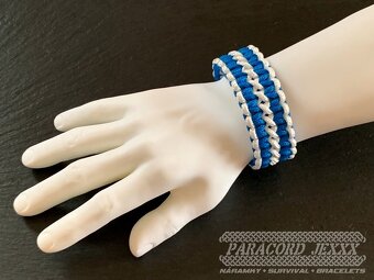 PARACORD náramek (19 cm) blue - white - 5