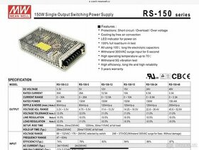 Mean Well RS-150-5 spínaný zdroj uzavřený 150W 5V - 5