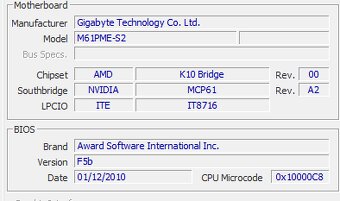 AMD X2 250 2x3 Ghz, 4 GB ram, Gigabyte GA-M61PME-S2 - 5