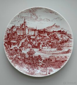 Pěkný porcelánový talíř s pohledem na mesto Bavaria - 5