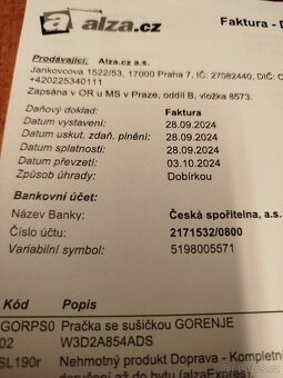 Pračka se sušičkou Gorenje 4 měsíce stará - 5