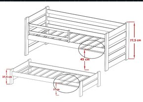 Masivni postel s přistýlkou a šupliky - 5