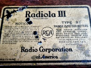 Starožitné rádio R.C.A Radiola III. typ RI, 1924, USA - 5