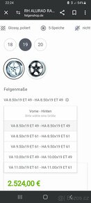 RH RAU Vesuv 8,5J R19 et49  5x112 tridilna - 5