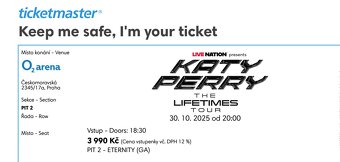 Katy Perry eTicket Praha 30. října 2025 Eternity stání - 5