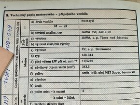 Jawa 350/640 modrá metalíza, český TP k motorce - 5