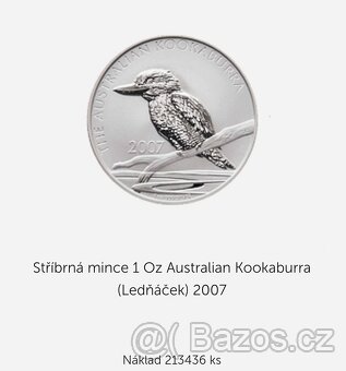 STŘÍBRNÁ MINCE 1 OZ AUSTRALIAN KOOKABURRA (LEDŇÁČEK) - 5