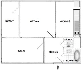 Prodej družstevního bytu 3+1, Jablonec, Na Vršku -59m2 - 5