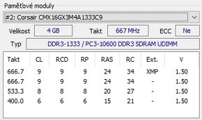 4x4GB DDR3 1333 + 2x4GB DDR 1333 CL9 bez XMP - 5