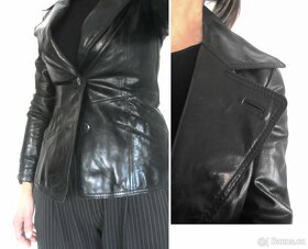 Pěkná černá dámská kožená bunda / sako - 5