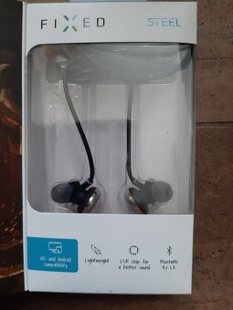 Stereo bluetooth sluchátka FIXED Steel A2DP stříbrná nová - 5