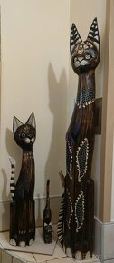Dřevěné kočky, dekorace, sběratelství, 3 velikosti - 5