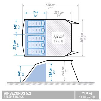 Nafukovací stan Air Seconds 5.2 pro 5 osob POUZE VYZKOUŠENÝ - 5