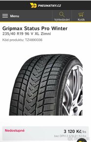 Pneumatiky Gripmax 235/40 R19 zimní - 5