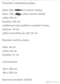 Manželská postel + noční stolky - 5