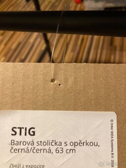 IKEA STIG Barová stolička s opěrkou, černá/černá, 63 cm - 5