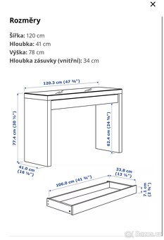 Bílý psací stůl s úložným prostorem - 5