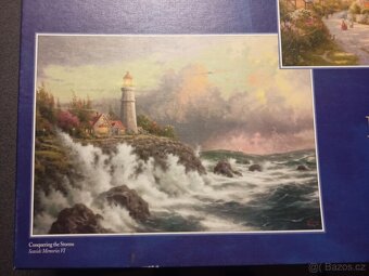 4x puzzle 1000 dílků, Dinosauři a 2x Thomas Kinkade a vlčák - 5