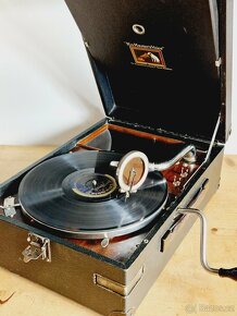 Starožitný funkční gramofon His Master's Voice, model 101 - 5