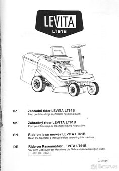 Prodám zahradní sekačku (rider)  LEVITA LT 61B - 5