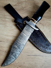 lovecký Damaškový nůž 33 cm BOWIE, ručně vyroben + pouzdro - 5