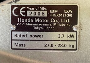 Lodní Motor Honda 5 3,7kW BF krátká noha - 5