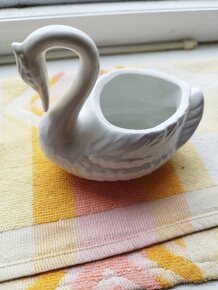 Porcelánová miska košíček vázička labuť váza - 5