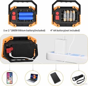 Pracovní / otdoor odolná LED COB lampa 30W + powerbanka - 5