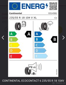 Prodám 4x letní gumy Continental EcoContact 6, 235/55/R18 - 5