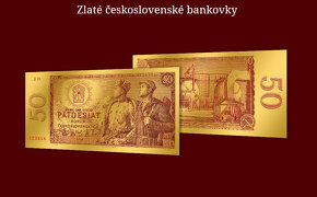 Sada československé bankovky v zlatě 8x pozlacené + 1 zlatá - 5