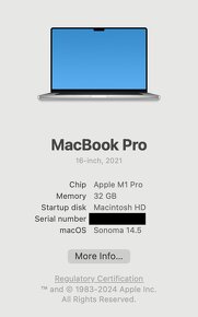 Macbook Pro 16.2"M1 PRO/32GB RAM/1024GB SSD/CZ - 5