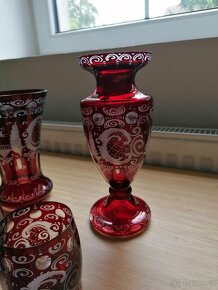 Egermann, červená lazura, Váza, mísa, kalíšky atd - 5