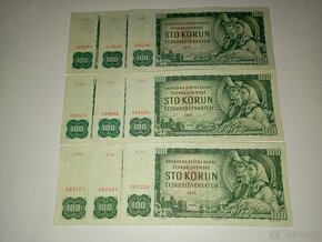 BANKOVKY 100 KČS 1961, VŠE NÍZKÉ SÉRIE, 9 KUSŮ - 5