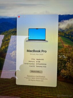 Apple MacBook Pro 14” M3, 512GB baterie 6 cyklů, jako nový - 5