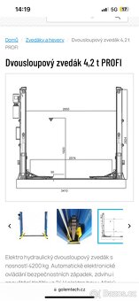 Dvousloupovy zvedák Golemtech 4,2t PROFI - 5