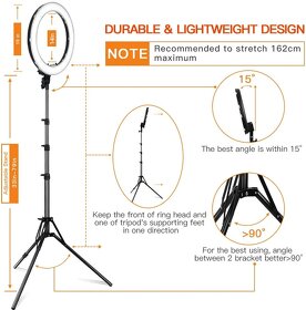 Stmívatelná prstenová fotografická LED lampa se stativem. - 5