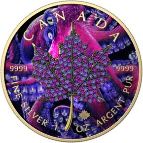 investiční střibrnné mince - Maple leaf - Bejeweled - 5