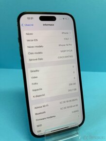 iPhone 14 Pro 256GB space black, pěkný stav, rok záruka - 5