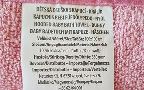 NOVÁ dětská osuška  s kapucí a výšivkou zajíček - 5