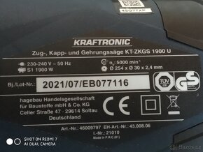 Prodám VELKOU pokosovou pilu s posuvem KRAFTRONIC KT-ZKGS 19 - 5