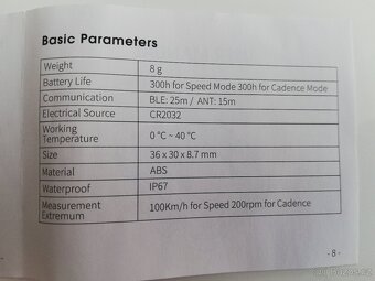 senzor kadence/rychlosti, ANT+ i Bluetooth - 5