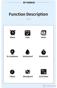 SYNOKE. Digitální sportovní vodotěsné hodinky.NOVE.   - 5