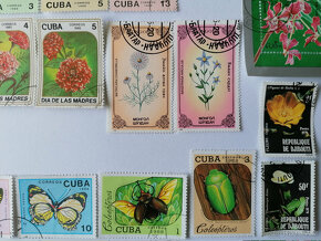 Sbírka 33 známek rostlin hmyz známky Kuba Mongolsko Laos - 5