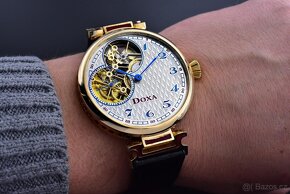 Unikátní 24 kt zlacené skeletové hodinky DOXA 1920 - 5