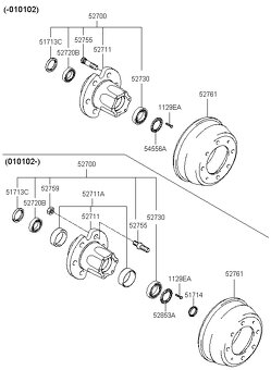 Brzdový bubny pro Hyundai H1 valník Libero OEM 5276147010 - 5